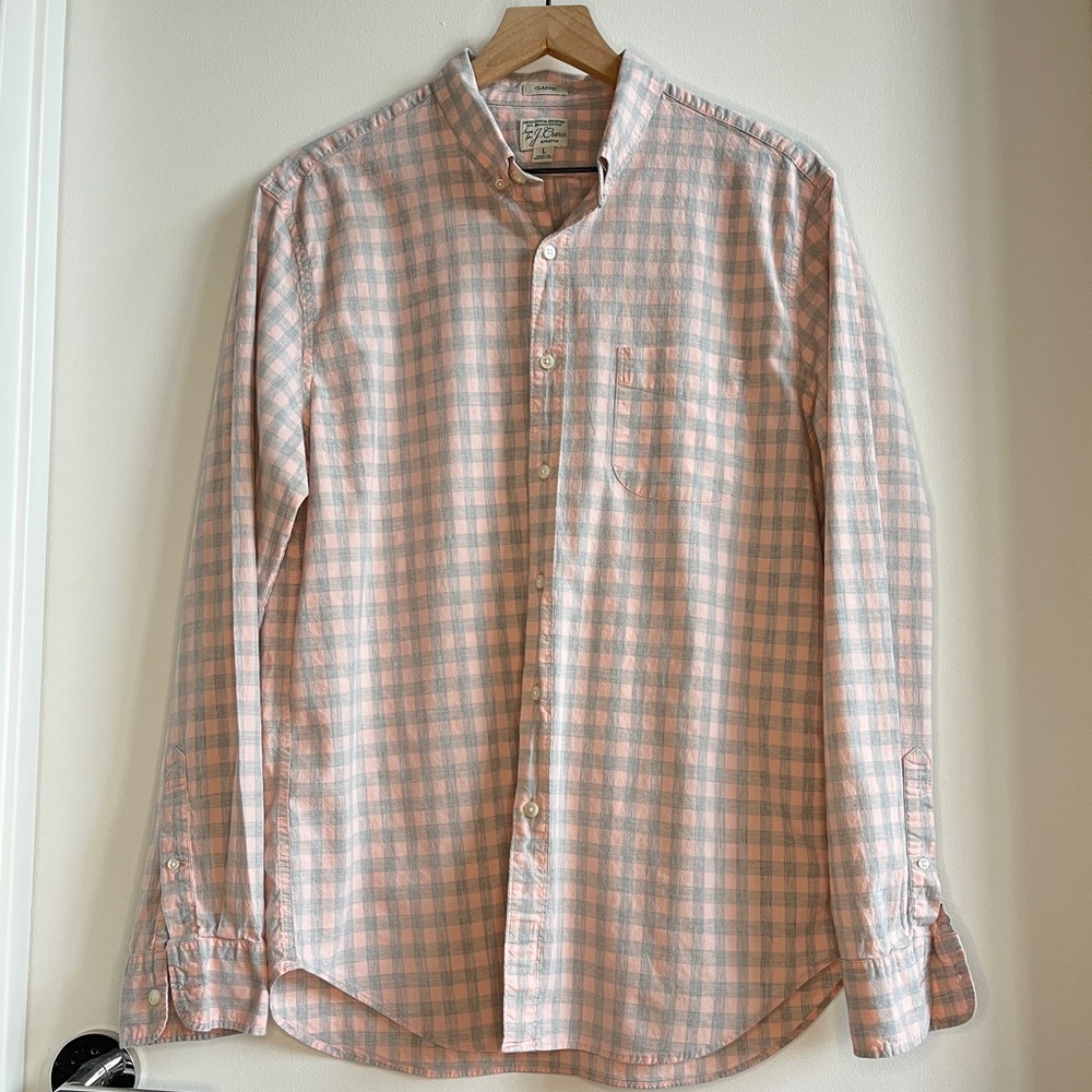 J. Crew Men's Pink Gingham Shirt
